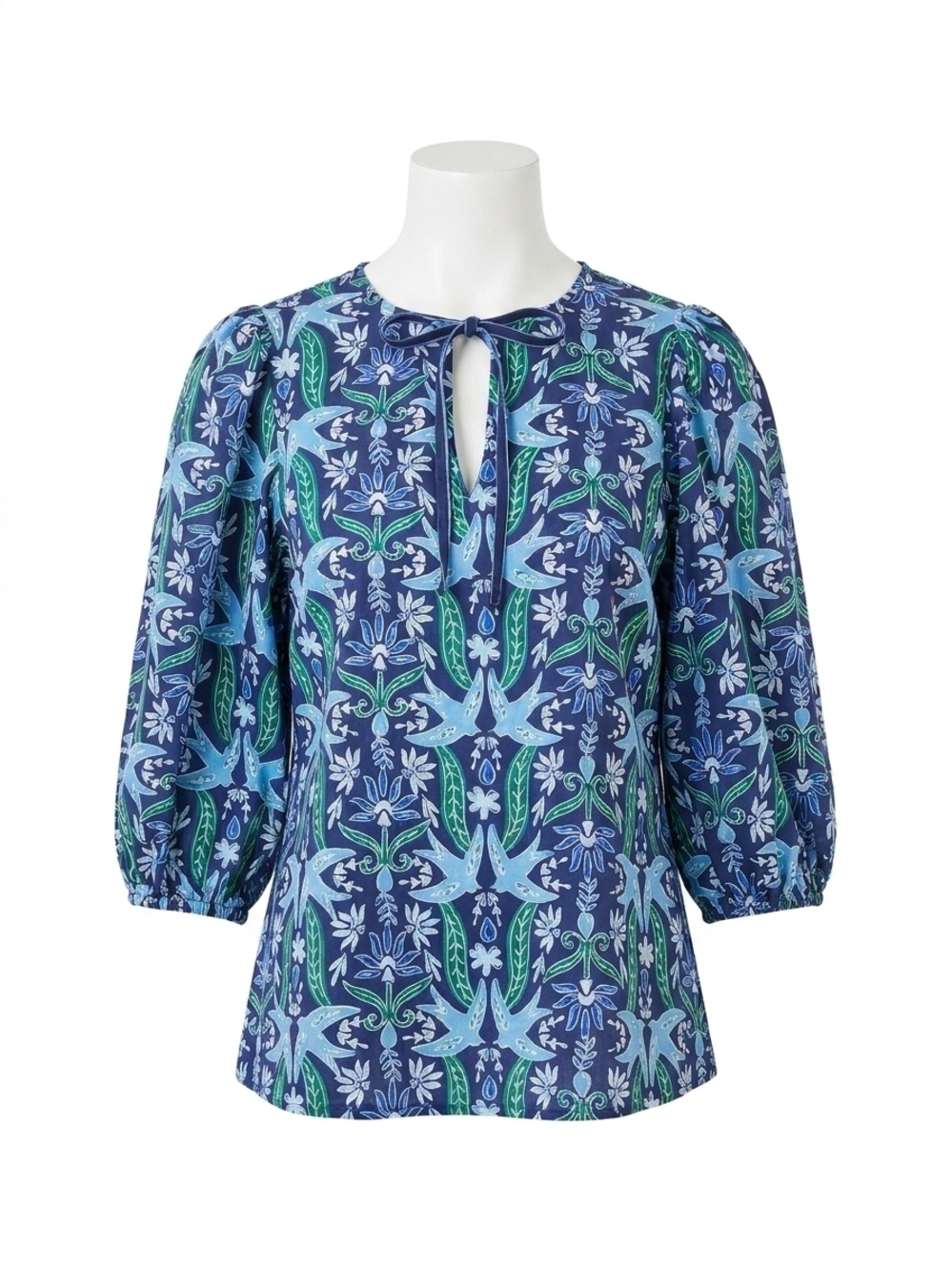 NEW MARY SQUARE ren puff sleeve top in gossamer wings navy